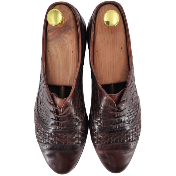 Bragano Cole Haan Woven Leather Oxfords Brown Italy Mens 9.5 Dress Shoes Vintage - Picture 11 of 11